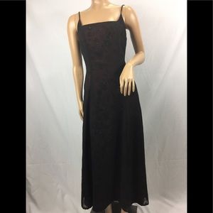 Black and red evening dress